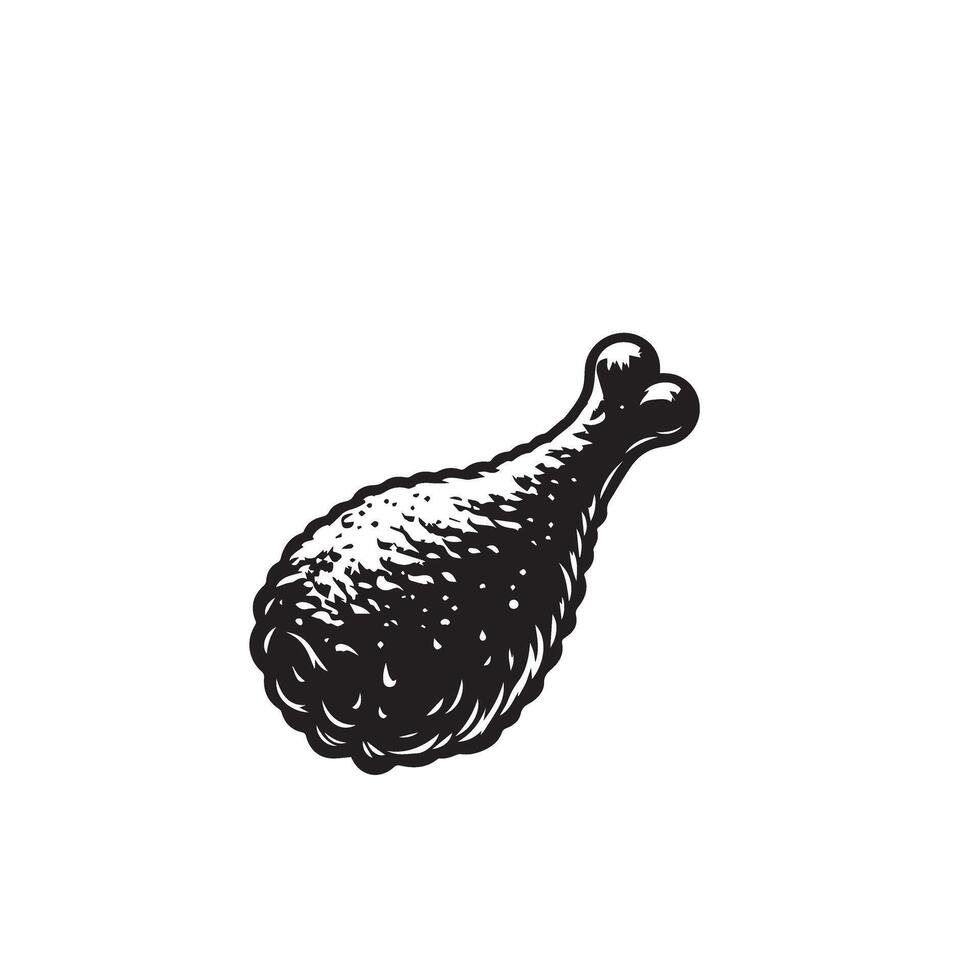 Chicken leg silhouette. chicken leg logo, icon black and white. chicken leg illustration. vector