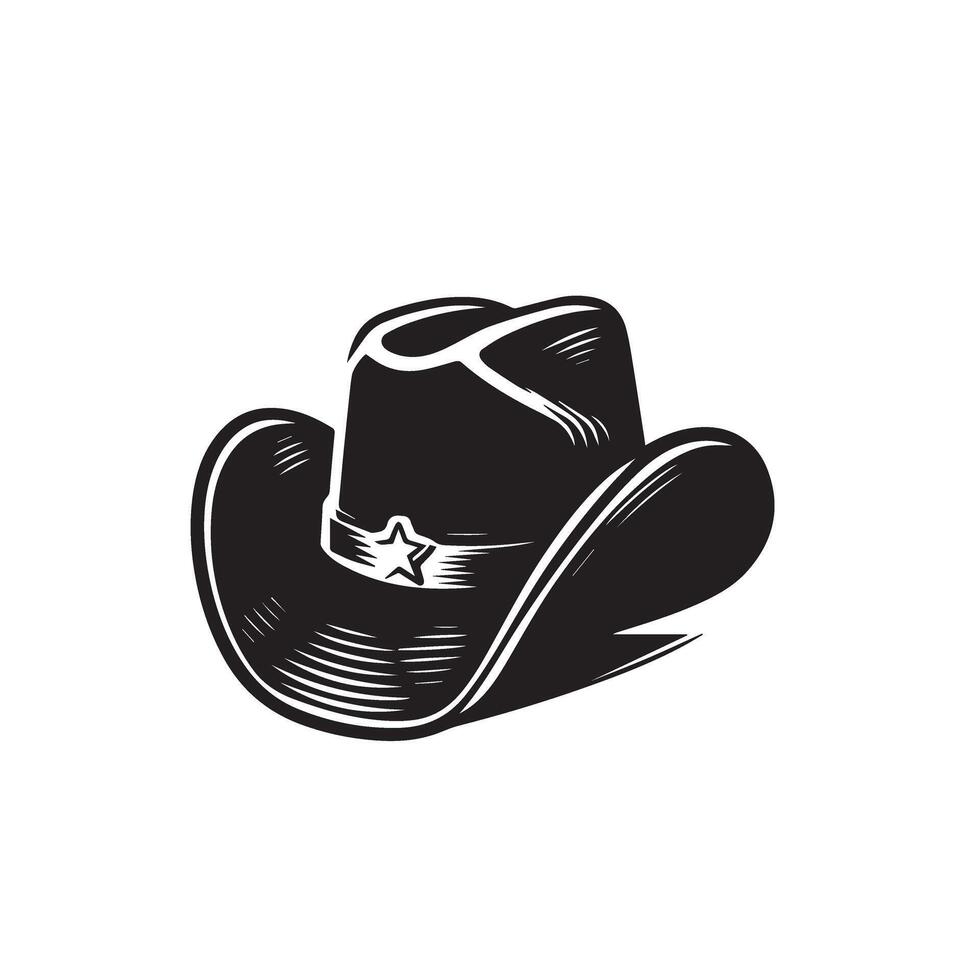 Cowboy hat silhouette. cowboy hat logo, icon black and white. Cowboy hat illustration. vector