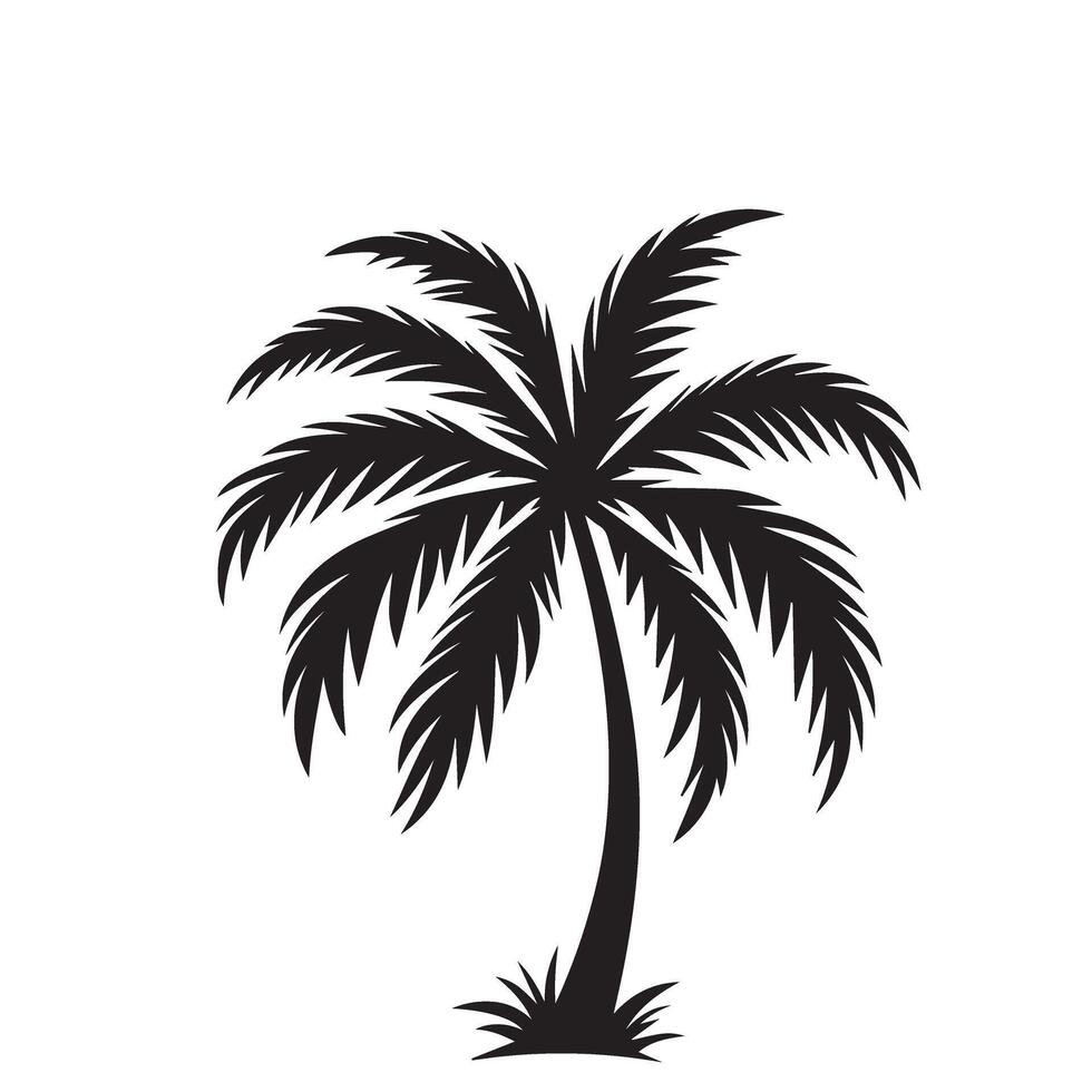 Plam tree silhouette. Date tree silhouette. palm tree logo, icon design black and white. vector