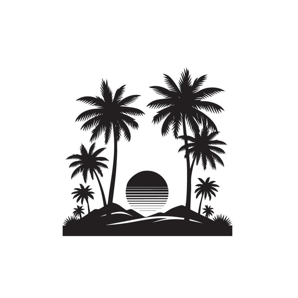 Plam tree silhouette. Date tree silhouette. palm tree logo, icon design black and white. vector