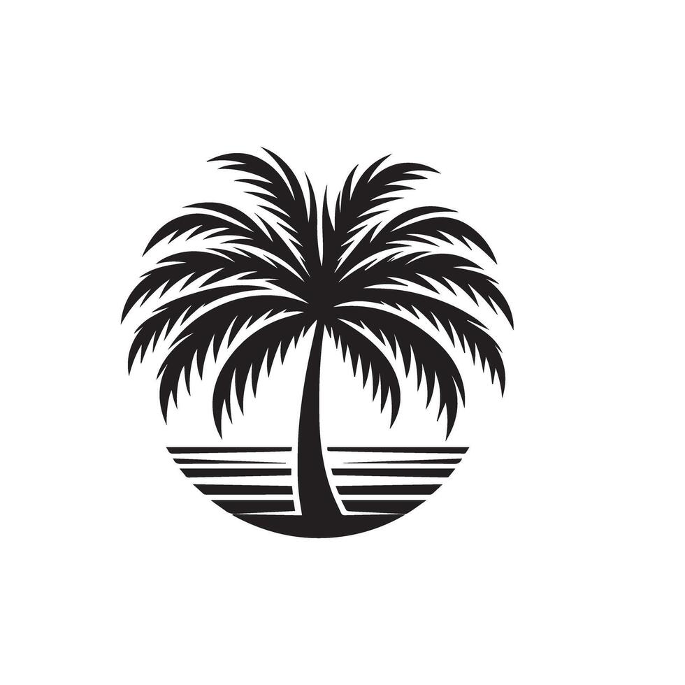 Plam tree silhouette. Date tree silhouette. palm tree logo, icon design black and white. vector