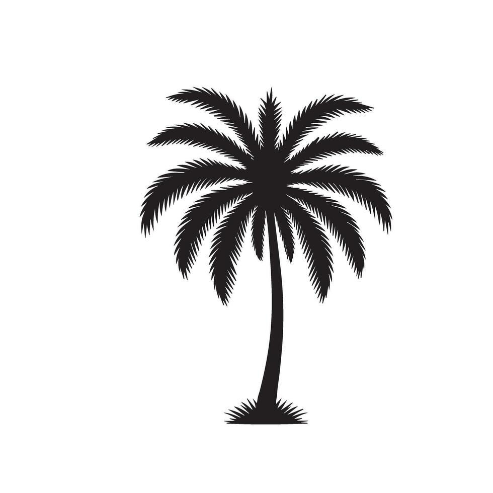 Plam tree silhouette. Date tree silhouette. palm tree logo, icon design black and white. vector