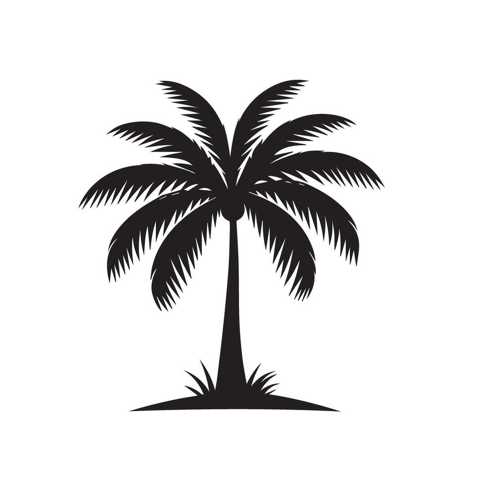 Plam tree silhouette. Date tree silhouette. palm tree logo, icon design black and white. vector