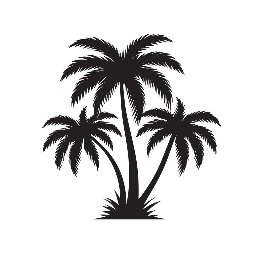Plam tree silhouette. Date tree silhouette. palm tree logo, icon design black and white. vector