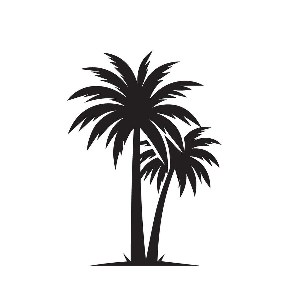 Plam tree silhouette. Date tree silhouette. palm tree logo, icon design black and white. vector