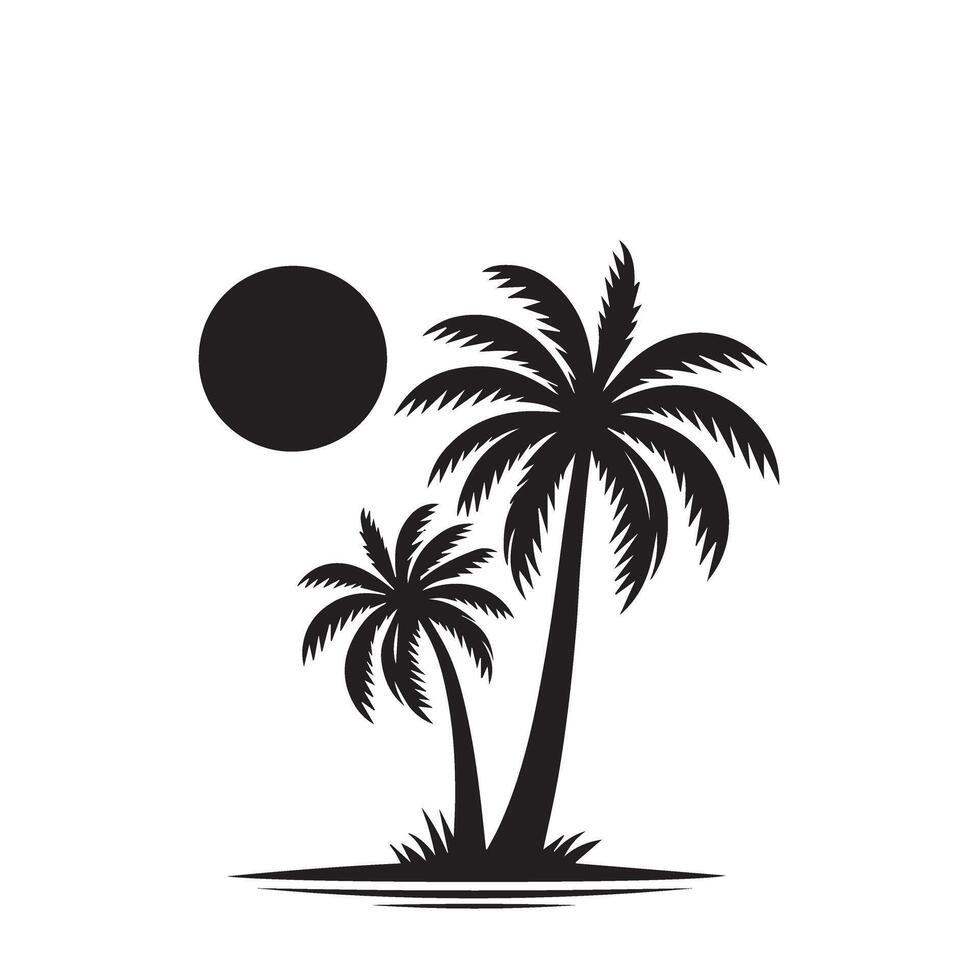 Plam tree silhouette. Date tree silhouette. palm tree logo, icon design black and white. vector