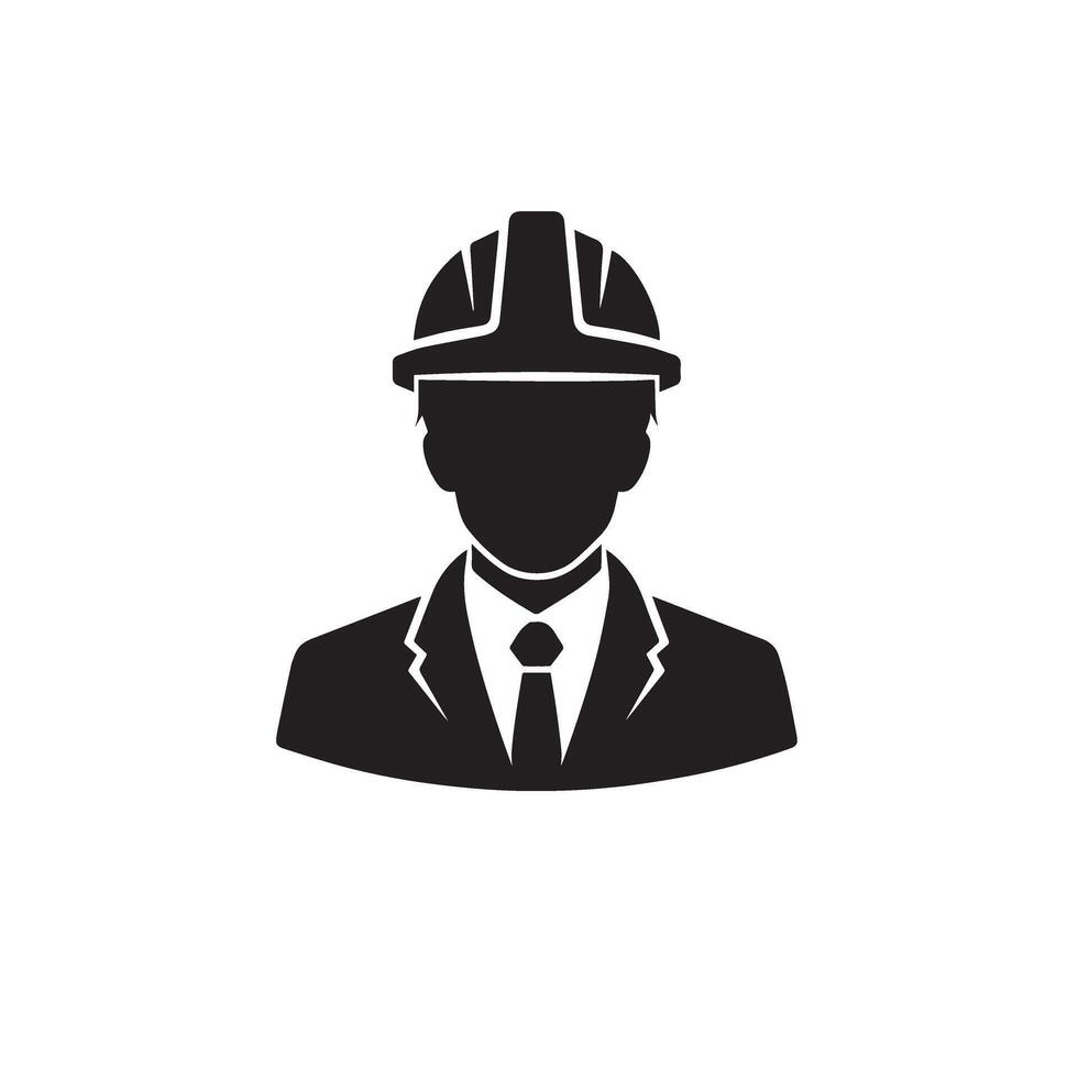 Engineer silhouette design. Engineer logo, icon black and white. construction man silhouette illustration. vector