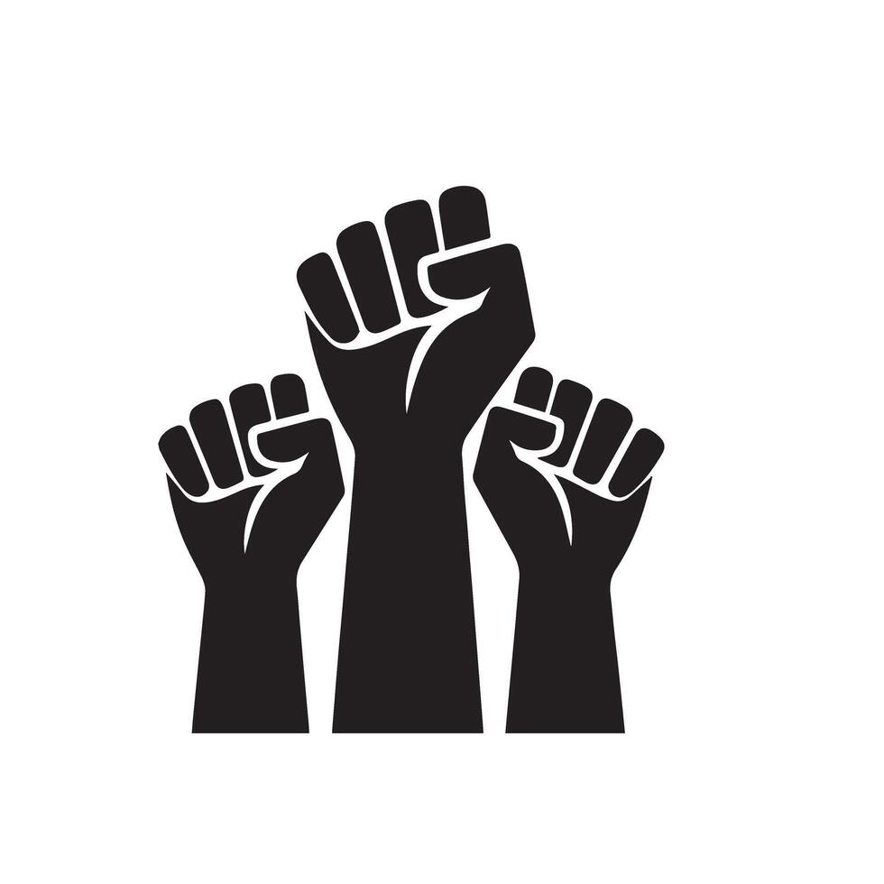 Fist hand silhouette. Fist hand logo, icon black and white. fist hand illustration. vector