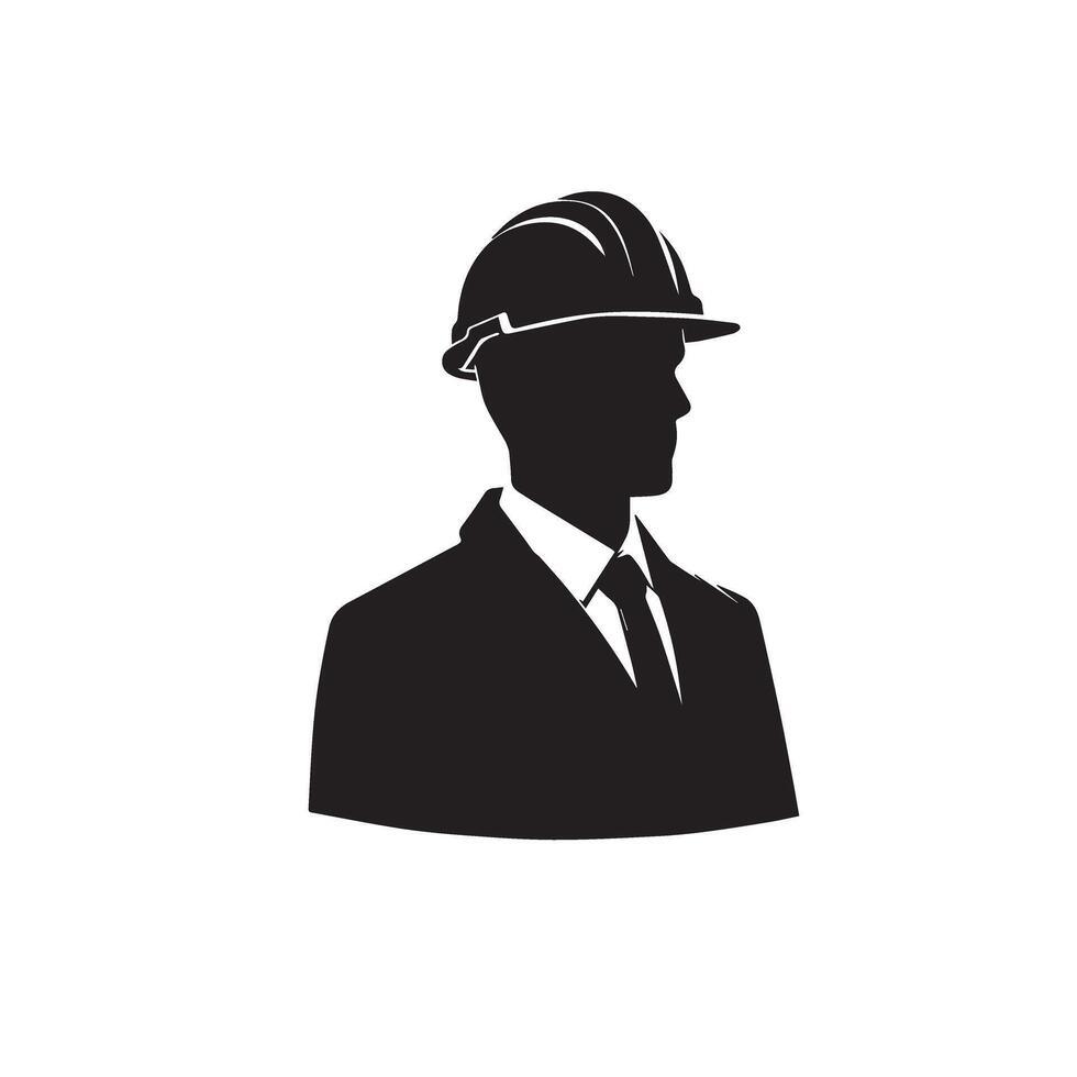 Engineer silhouette design. Engineer logo, icon black and white. construction man silhouette illustration. vector
