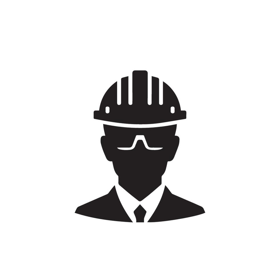 Engineer silhouette design. Engineer logo, icon black and white. construction man silhouette illustration. vector