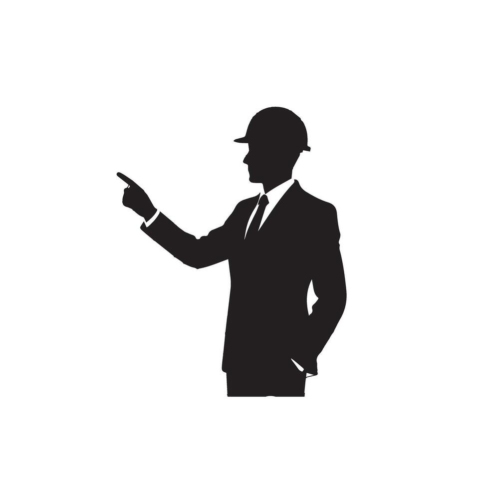 Engineer silhouette design. Engineer logo, icon black and white. construction man silhouette illustration. vector