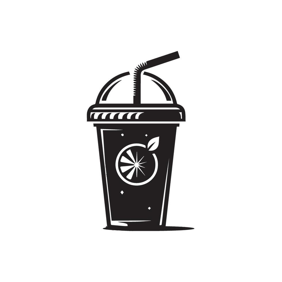 Juice cup silhouette. Juice cup illustration. juice cup logo, icon black and white. vector