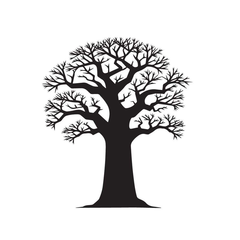 Baobab trees silhouette design. Baobab trees logo. Baobab trees silhouette black on white background. vector