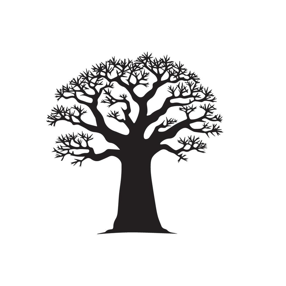 Baobab trees silhouette design. Baobab trees logo. Baobab trees silhouette black on white background. vector
