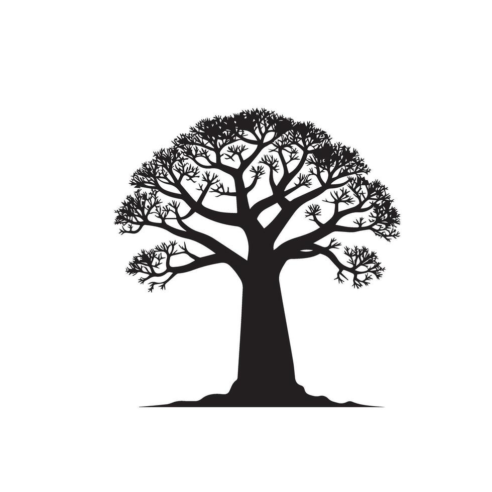 Baobab trees silhouette design. Baobab trees logo. Baobab trees silhouette black on white background. vector