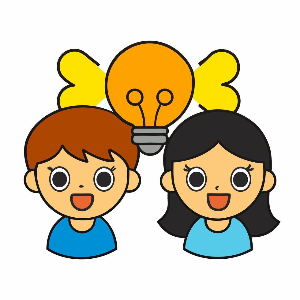Kids with idea Cartoon Illustration vector