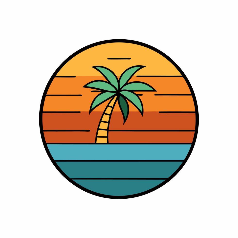 Palm Tree Sunset Illustration vector