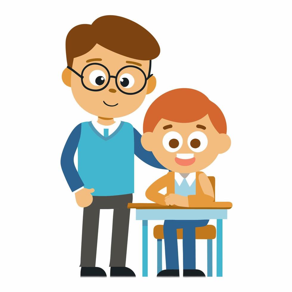 Teacher Teaches A Student Cartoon vector