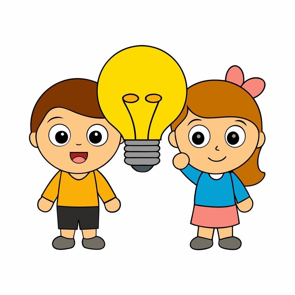 Kids with idea Cartoon Illustration vector