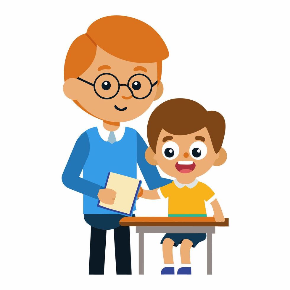 Teacher Teaches A Student Cartoon vector