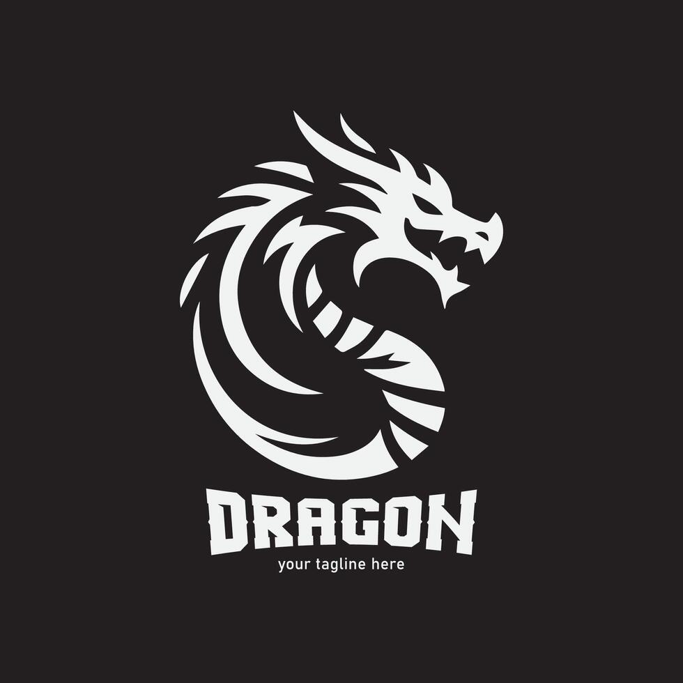 Simple Dragon Head Monochrome Logo Design vector