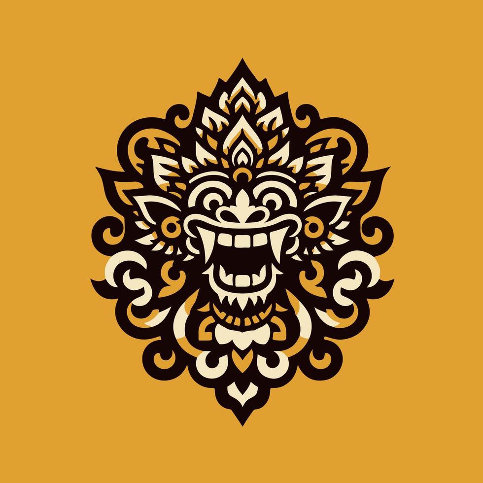 Simple Barong Balinese Head Logo Design vector