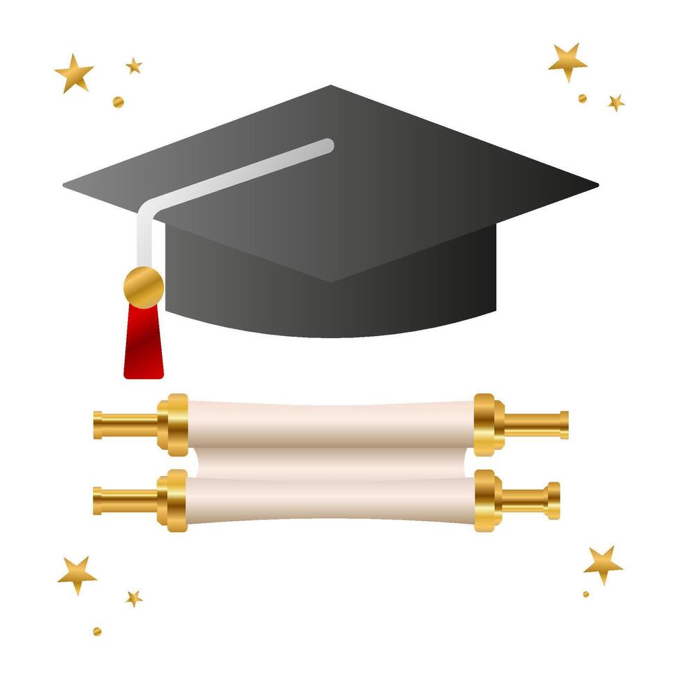 Graduation cap and diploma. Traditional symbols of the graduation ceremony. illustrations. vector