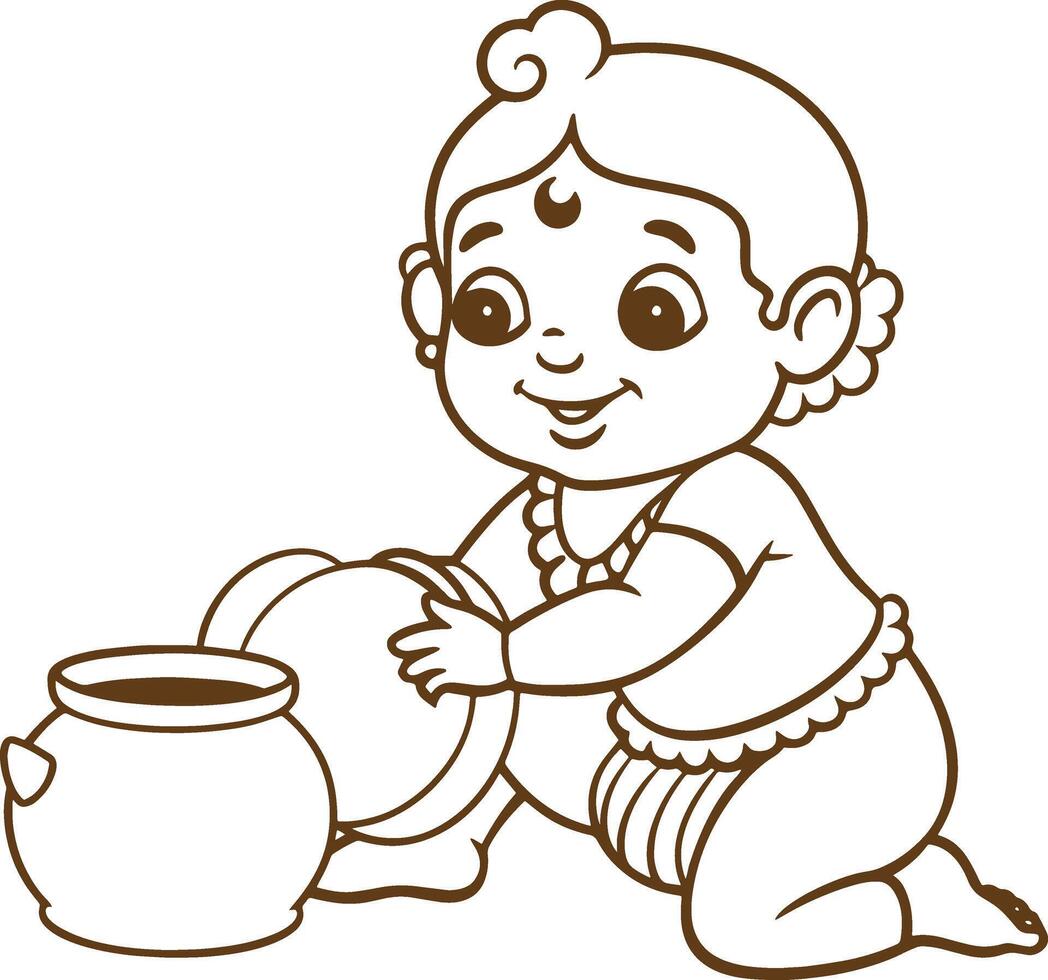 Design a line art representation of Lord Krishna as the cosmic being vector