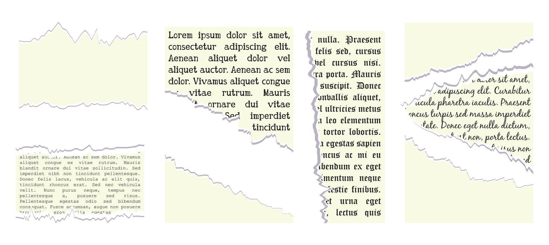 torn and crumpled pieces of paper. notebook and sheet, scrapbook old vector