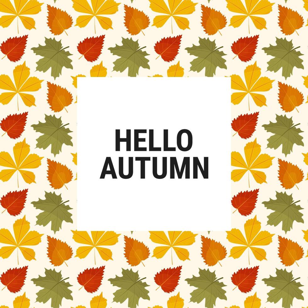 HELLO AUTUMN. autumn banner with leaves . illustration vector