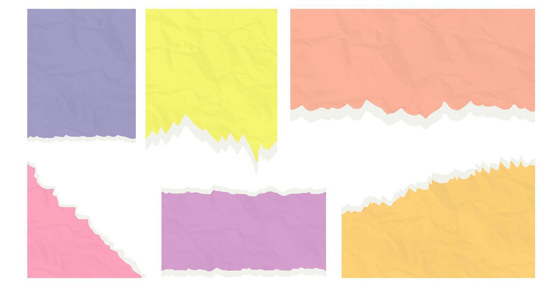 torn and crumpled pieces of paper. notebook and sheet, scrapbook old. vector