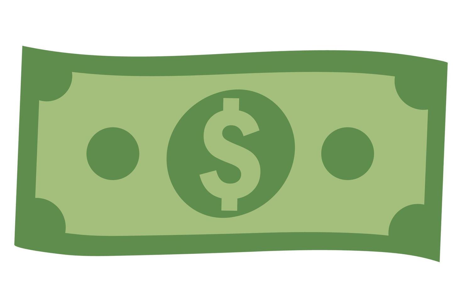 Dollar bill wave flat style illustration. vector