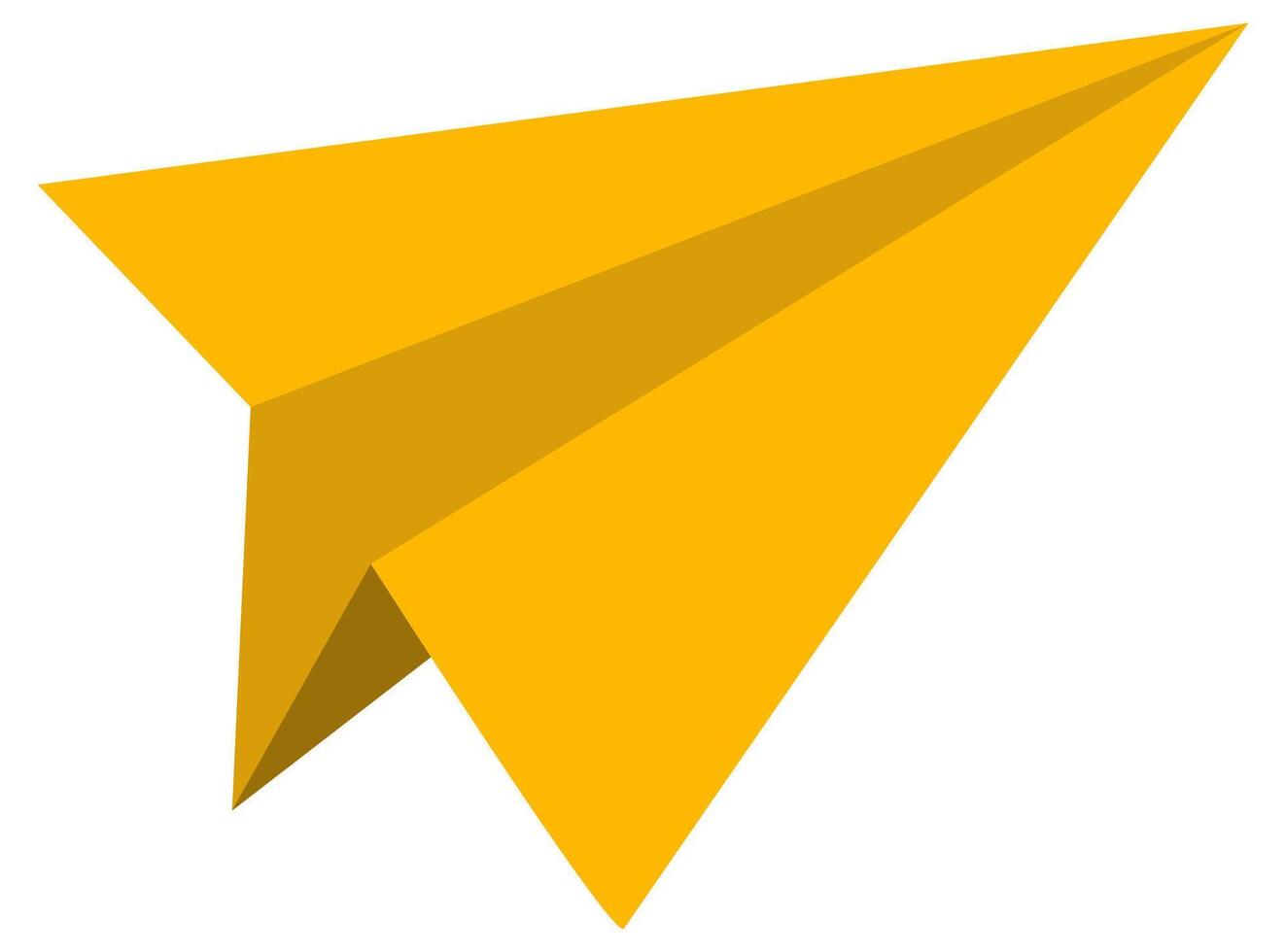Cartoon paper plane in yellow color isolated on white background. vector