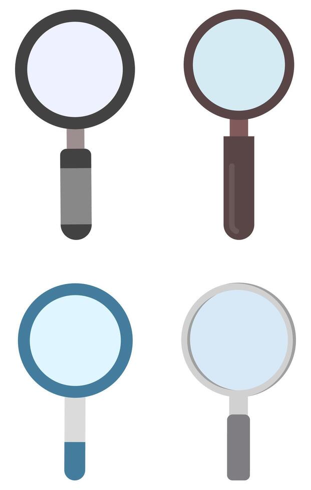 Magnifying glass icon set in flat style isolated on white background. vector