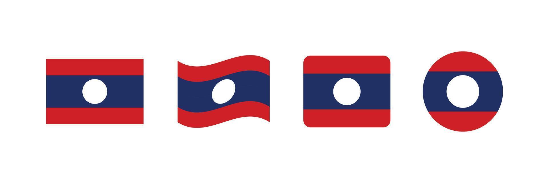 Laos flag. Set of Laos Flags Collection. vector