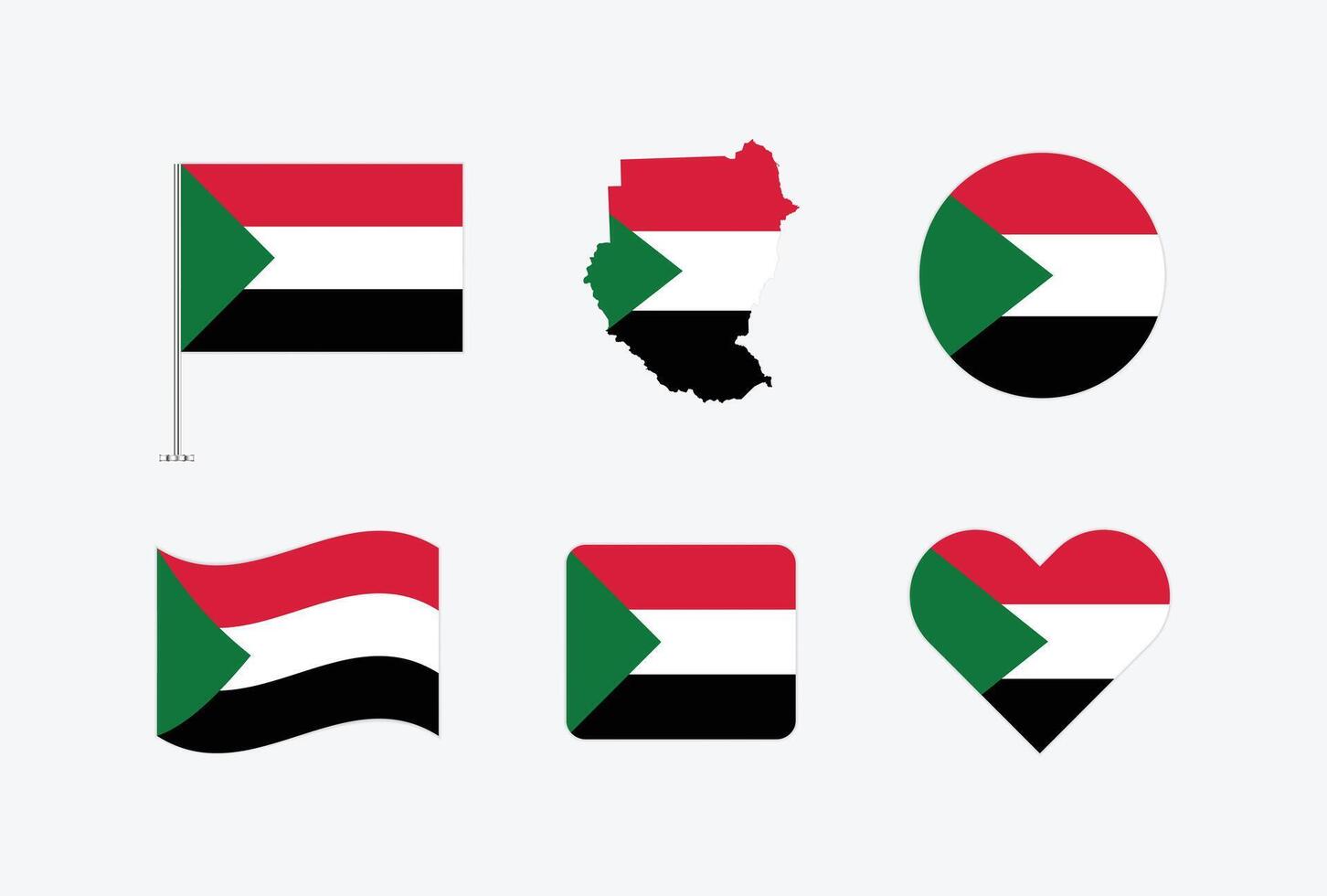 Sudan flag. Set of Sudan Flags Collection. vector