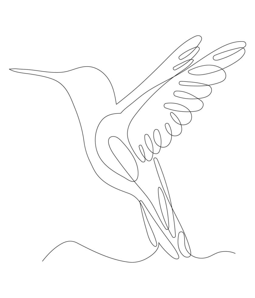 Continuous one line drawing of Humming bird. vector