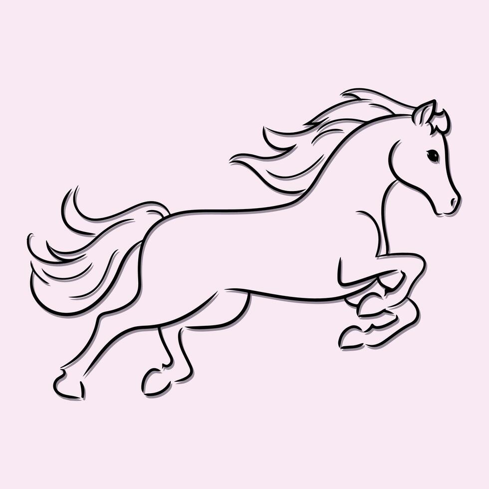 a drawing of a horse with running pose vector