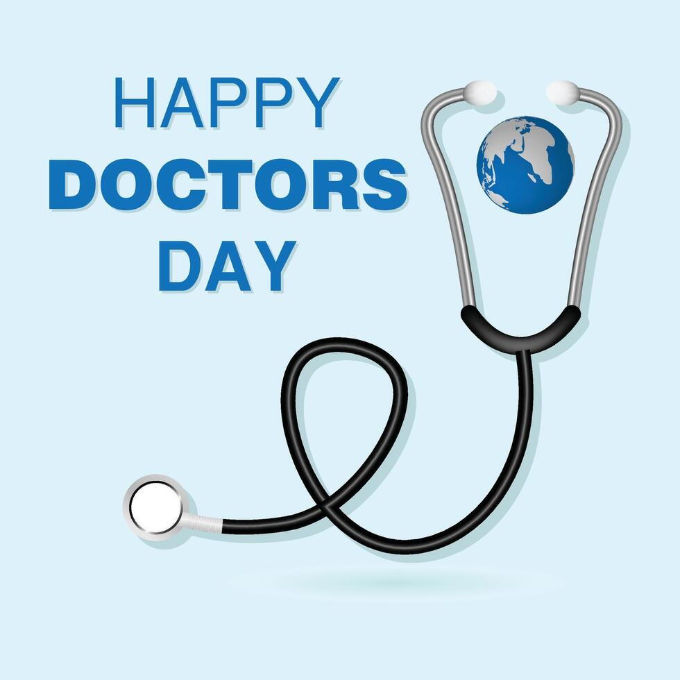 a poster for doctor day with a stethoscope around it. vector