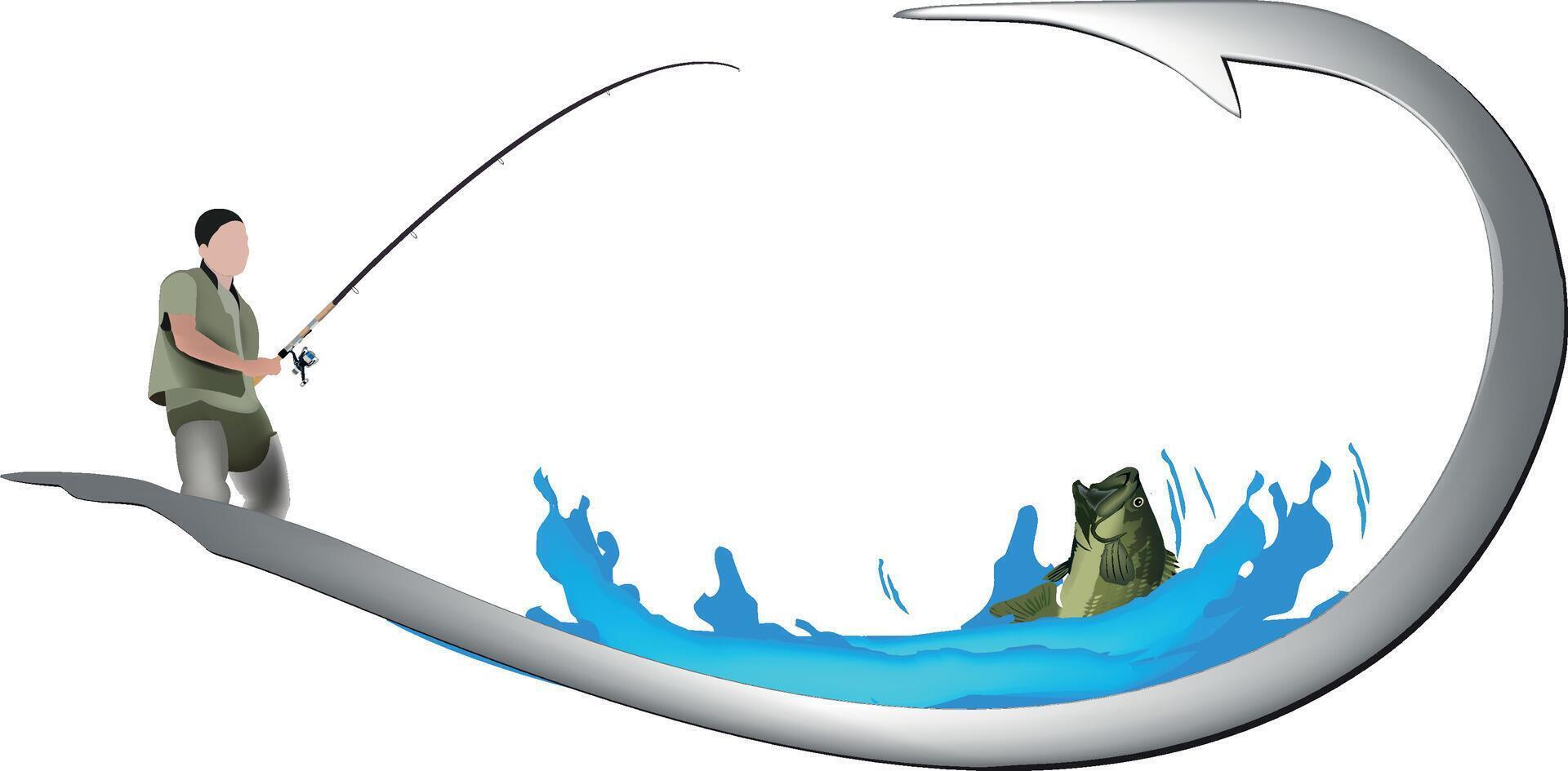 man pescatore with cane fishing fish and I love from pesdca vector