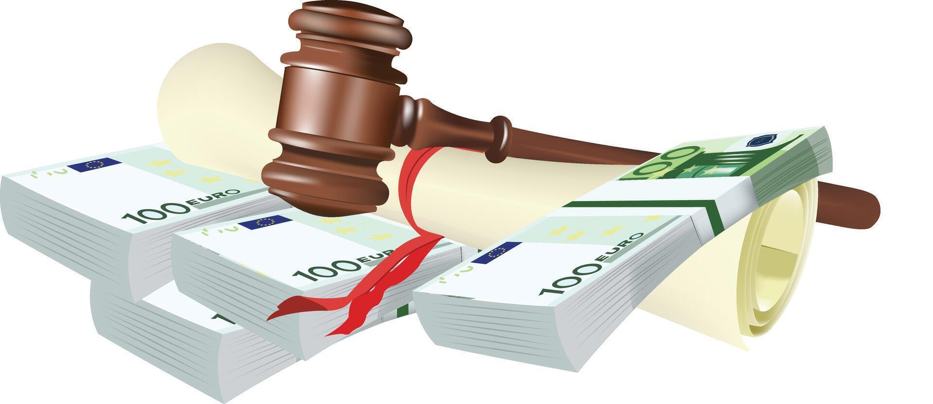 currency bribes contracted parchments and rolling pin by judge vector