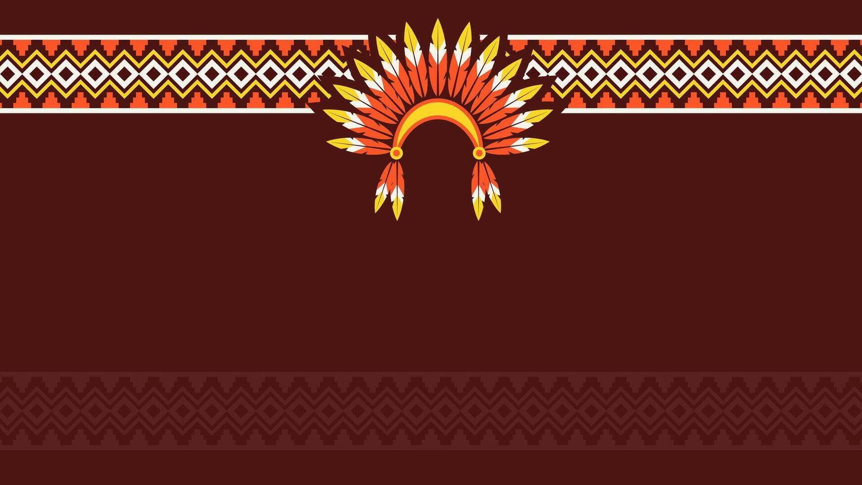Native American Day Background with copy space area with indian pattern vector