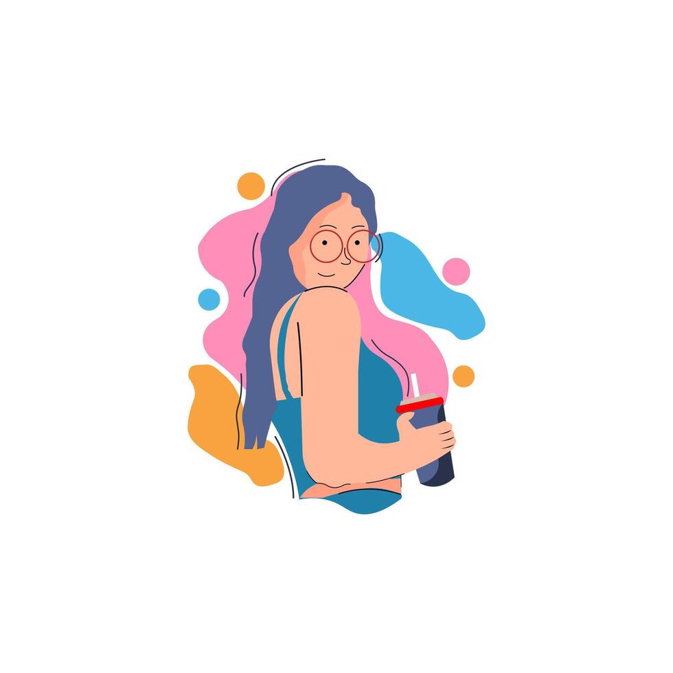 girl with a cup of chocolate vector