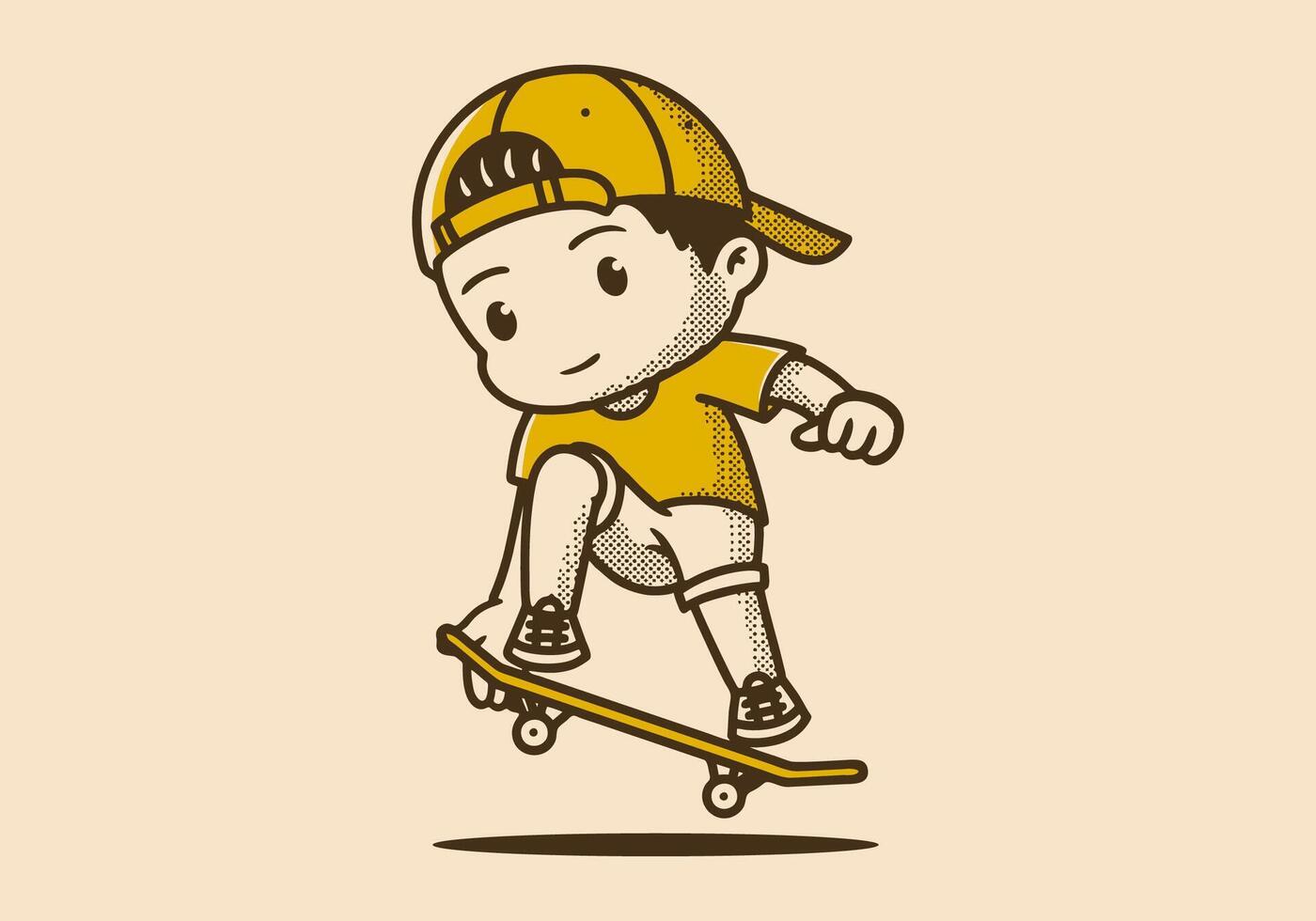 Mascot character illustration of a boy jumping on the skateboard vector