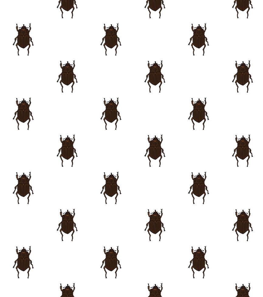 Seamless pattern of sketch bug beetle vector