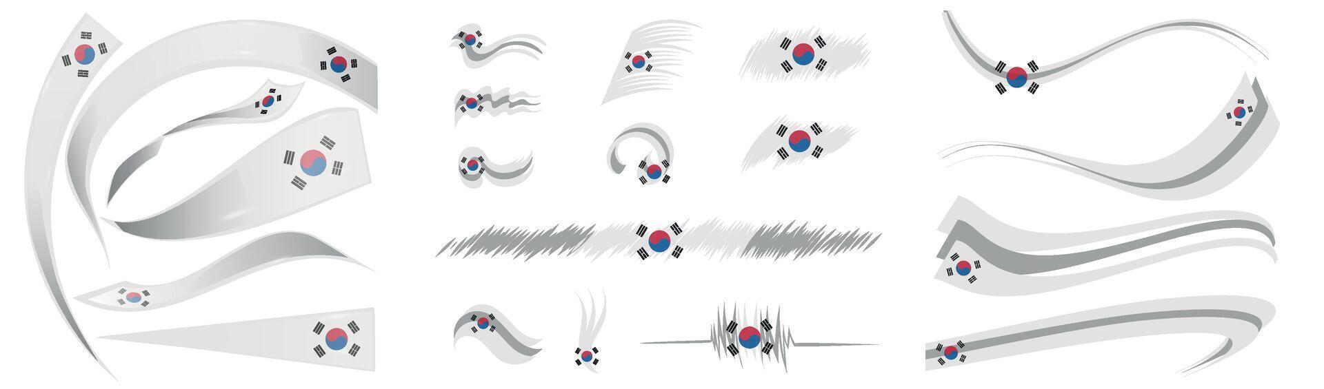 South Korea flag set elements, illustration on a white background vector