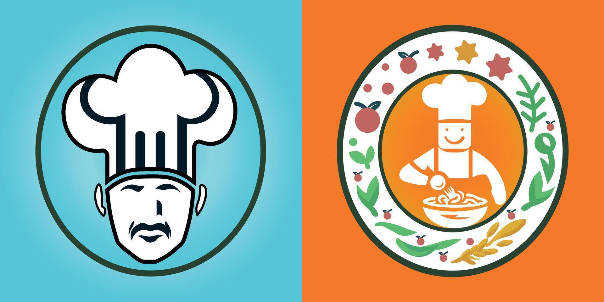 A logo for a chef's hat and a picture of a chef's hat Resturent logo design template vector