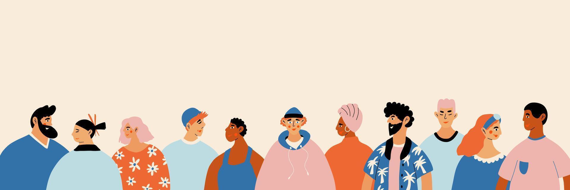 Diverse Unique Self. Group of diversity people. vector