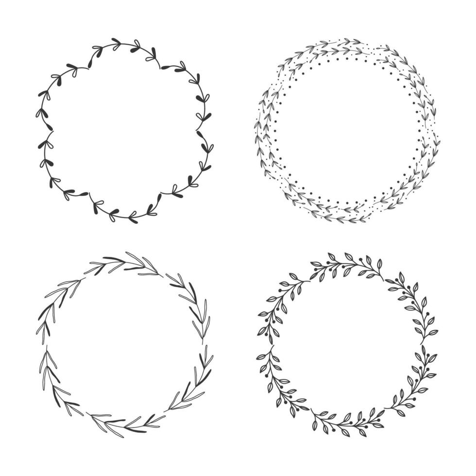 simple round leaf frame collection vector