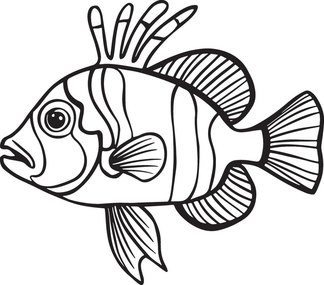 Artwork of trigger fish vector
